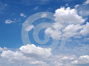 pure white fluffy clouds on bright blue sky