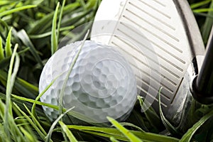 Pure White Golfball on green grass