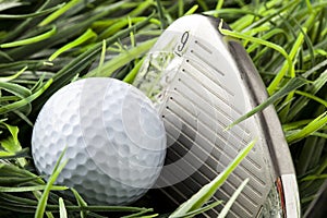 Pure White Golfball on green grass