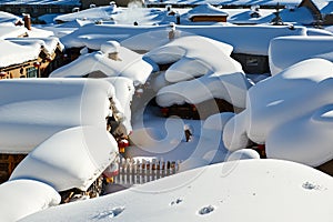 The pure white snow of China`s snow town