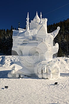 The pure white snow sculpture of China`s snow town