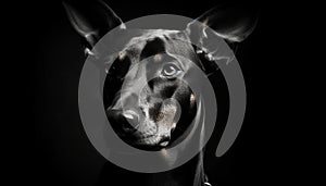 Purebred Doberman Pinscher portrait, looking at camera with loyalty generated by AI