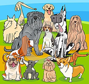 Purebred dogs cartoon characters group