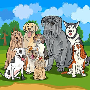 Purebred dogs cartoon illustration