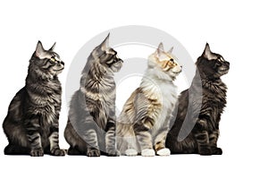 Purebred Maine Coon Cats Side View