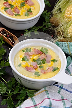 Puree soup with corn