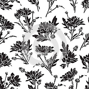 Purely Petal Black White Floral Silhouettes Vector Pattern photo