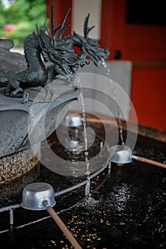 Purification fountain with sculpted dragon head