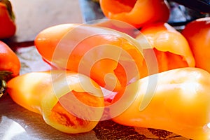 Purified Bulgarian pepper. Preparation of stuffed Bulgarian pepper