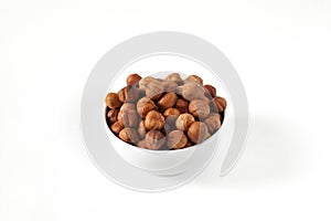 Purified hazelnuts in a bowl