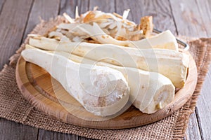 Purified parsnip on a cutting board