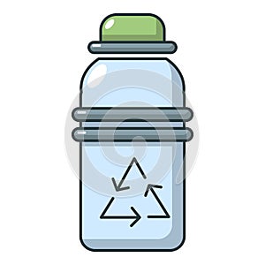 Purified water bottle icon, cartoon style