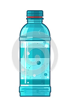 Purified water in glass bottle with blue cap