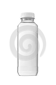 Purified water in a transparent plastic bottle without label isolated on a white