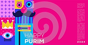 Purim Carnival- Jewish holiday. clown masks, decoration, clown and confetti.