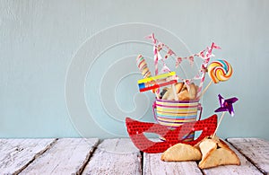 Purim celebration concept (jewish carnival holiday) . selective focus