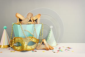 Purim celebration concept (jewish carnival holiday). Hamantaschen cookies over table photo