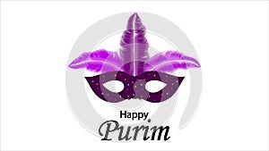 Purim Happy mask with feathers
