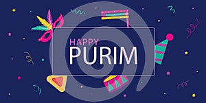 Purim.Happy Purim carnival.Vector greeting card for Purim holiday.Jewish holiday.Jewish holiday Purim.