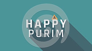 Purim holiday greeting animation with hamantash icon and english text