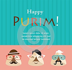 Purim party invitation with hipster Haman Ears