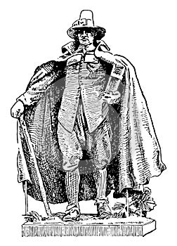 The Puritan was made by St. Gaudens, vintage engraving