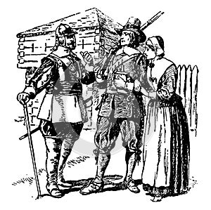 Puritans,vintage illustration