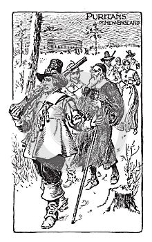 Puritans,vintage illustration