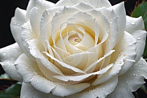 Purity in Darkness: Captivating Dew Drenched White Rose