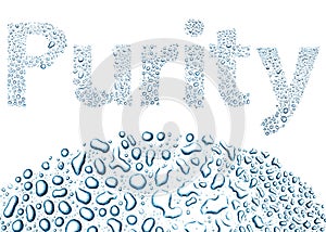 Purity made of water drops, background on white