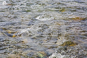 Purity and quality of water in nature with stones