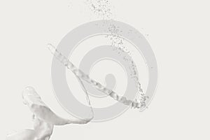 Purity splashing milk with creative shapes, 3d rendering