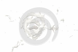 Purity splashing milk with creative shapes, 3d rendering