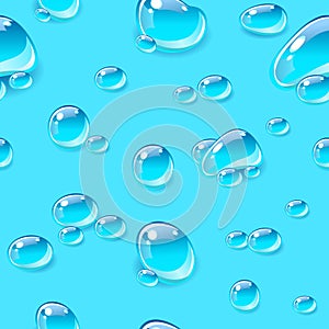 Purity water drops. Seamless vector pattern.