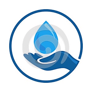 Purity water with hands icon