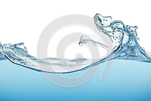 Purity water splashing wave on white background