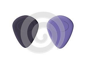 Purple 3d guitar picks isolated on white background
