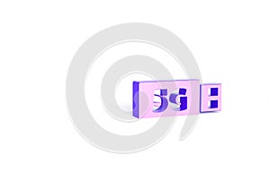 Purple 5G modem for fast mobile Internet icon isolated on white background. Global network high speed connection data