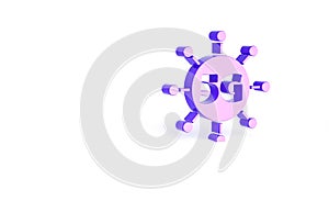 Purple 5G new wireless internet wifi connection icon isolated on white background. Global network high speed connection