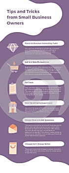 Purple Abstract Illustrated Tips and Tricks Small Business Infographic