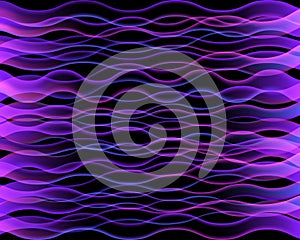 Purple abstract pattern. Bright colorful print composed of purple and violet line waves on black background.