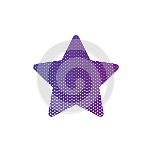 Purple abstract star with half tone effects. Dots texture, vector illustration isolated on white background