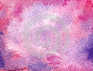 purple abstract watercolor splatter background, magenta wet paint backdrop template