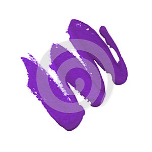 Purple acrylic brush stroke isolated on a white background.