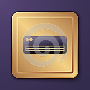 Purple Air conditioner icon isolated on purple background. Split system air conditioning. Cool and cold climate control
