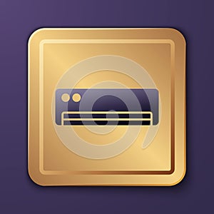 Purple Air conditioner icon isolated on purple background. Split system air conditioning. Cool and cold climate control