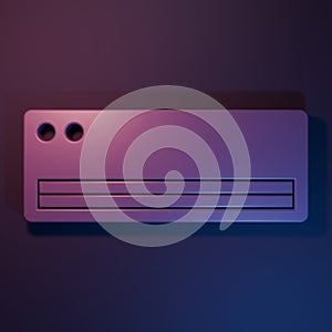 Purple Air conditioner icon isolated on purple-blue background. Split system air conditioning. Cool and cold climate
