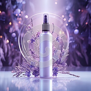 Purple allure Mockup of cosmetic bottle against a purple background