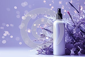 Purple allure Mockup of cosmetic bottle against a purple background