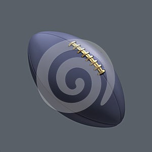 Purple American Football Ball With Gold Lacing . Sport Ball 3D Rendering. photo